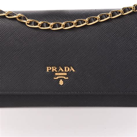 prada saffiano metal oro chain wallet|prada saffiano long wallet.